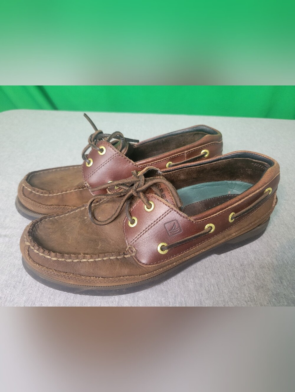 Sperry Brown Leather Suede Men Boat Shoes Sz 9M Maco Collection Top-sider 2-eye